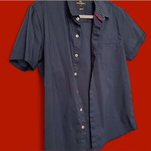 Michael Brandon Dark Blue Casual Button Down Shirt